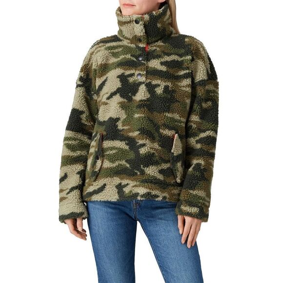 J. Crew Vintage Fleece Camo Printed Sherpa Jacket size XS Pullover - Picture 2 of 12